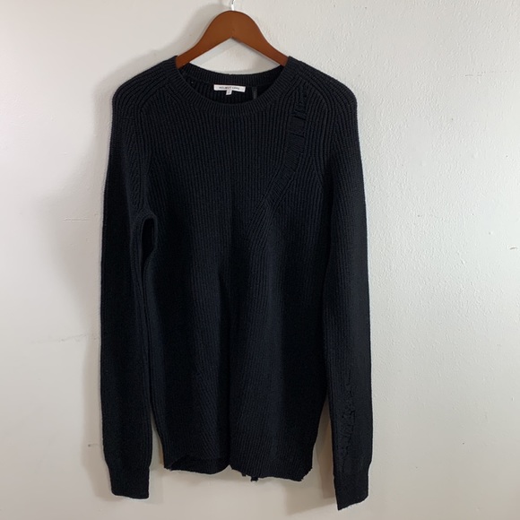 NWT Helmut Lang Black Cashmere Blend “Destroyed” Design Knit Dress - Picture 2 of 15